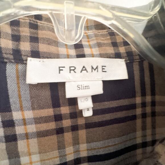 Frame Slim Fit Plaid Shirt Navy Multi LMSH0268 - Picture 4 of 11